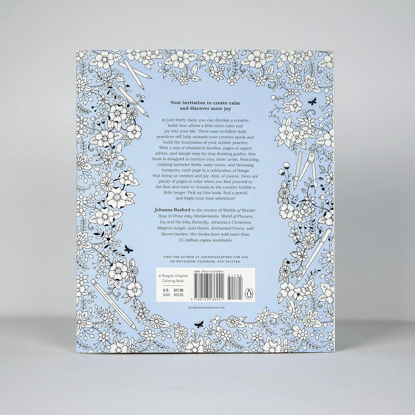 Book cover with floral design and text on a gray background