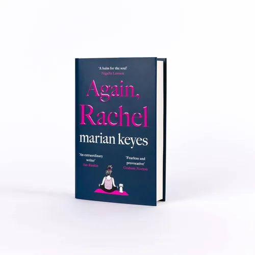 Book titled 'Again, Rachel' by Marian Keyes on a white background