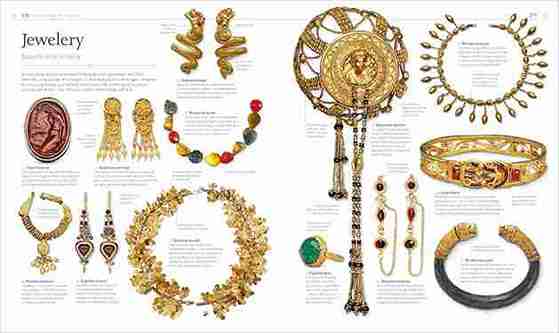 Collection of gold jewelry displayed against a white background