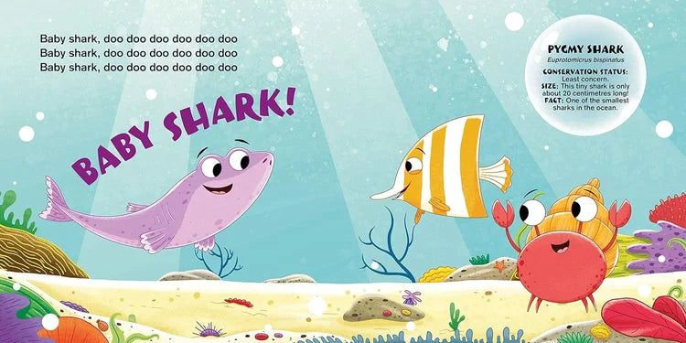 Illustration of a children's book page with cartoon characters in an underwater scene.
