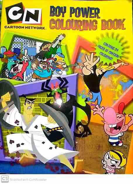 Cartoon Network Boy Power colouring book cover with animated characters.