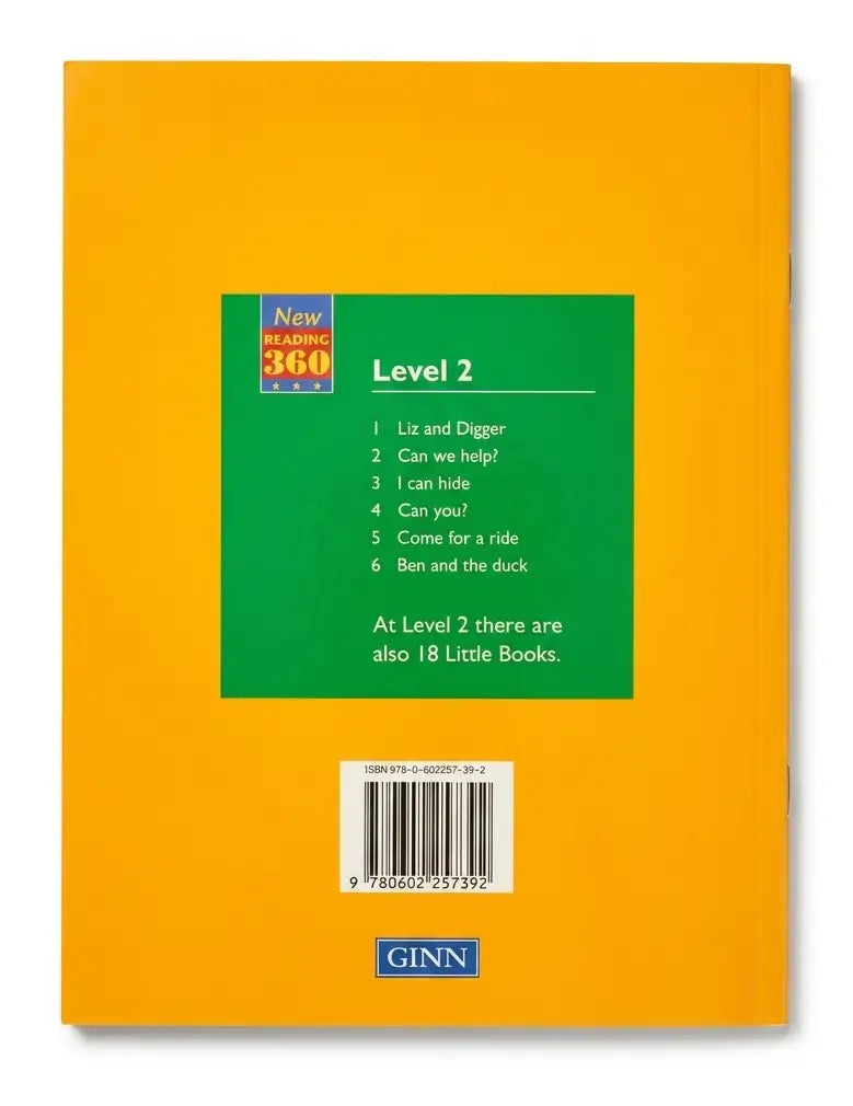 Orange book with a green label containing text and Ginn logo