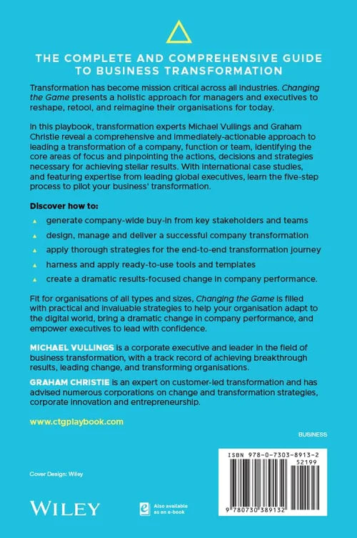 Back cover of a book titled 'Changing the Game' by Michael Vullings and Graham Christie, published by Wiley.