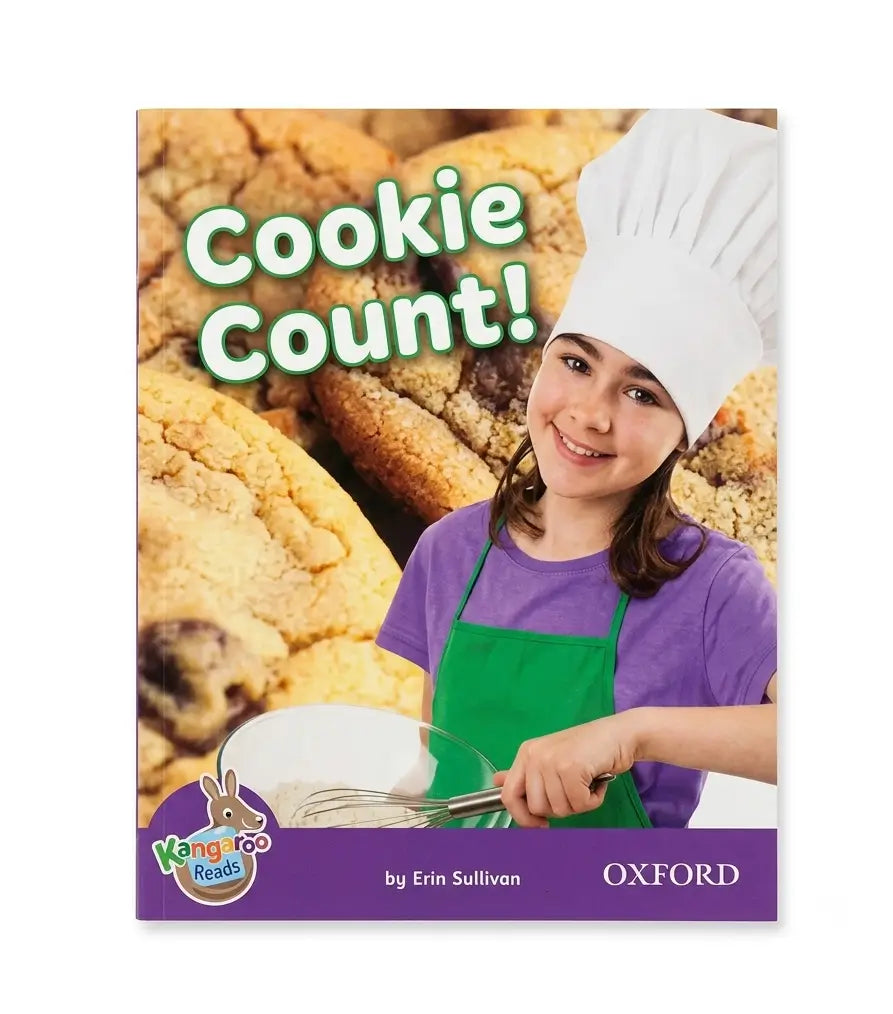 Children's book cover titled 'Cookie Count!' showing a smiling girl in a white chef hat and green apron standing in front of large cookies. The cover includes the Penguin Readers logo and the Oxford publisher mark.