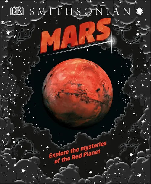 Book cover of 'Mars' by DK Smithsonian with a red planet illustration and starry space background.