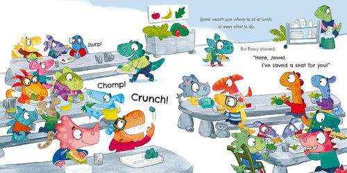 Colorful cartoon characters in a kitchen setting with various actions and expressions.
