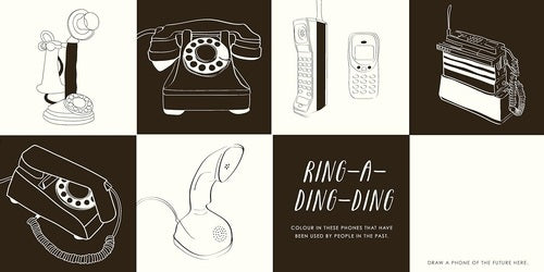 Illustrations of various phones in a grid layout with text 'Ring-a-ding-ding'.