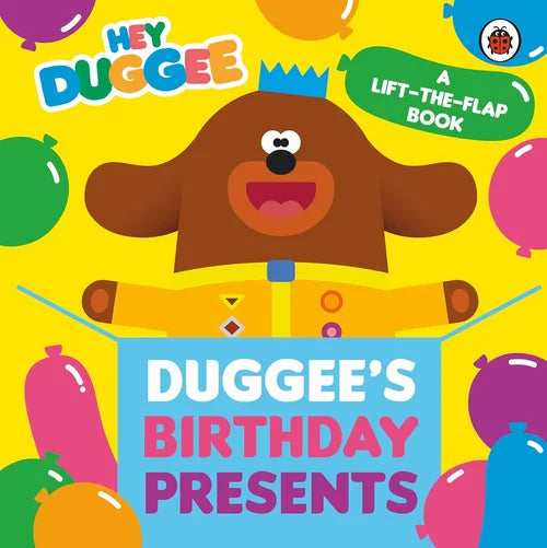 Book cover of 'Duggee's Birthday Presents' from the 'Hey Duggee' series with a colorful design.