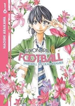 Manga book cover featuring a character with flowers and text