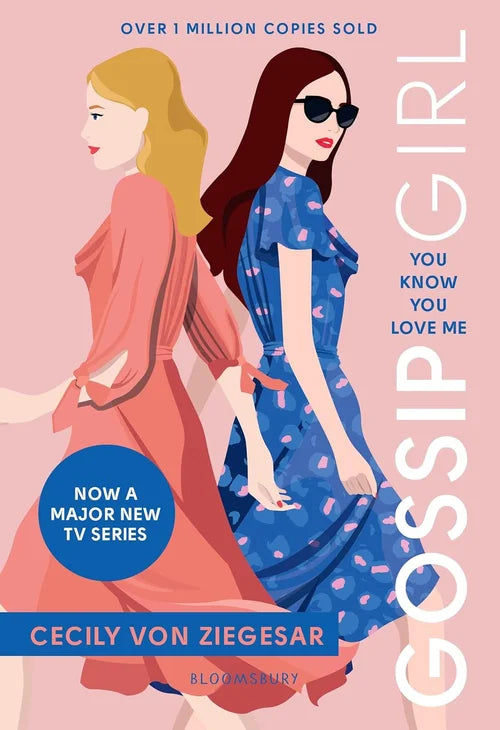 Book cover of 'Gossip Girl' with two women walking and promotional text about a TV series.
