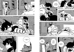 Comic strip with black and white panels showing a character interacting with another character.
