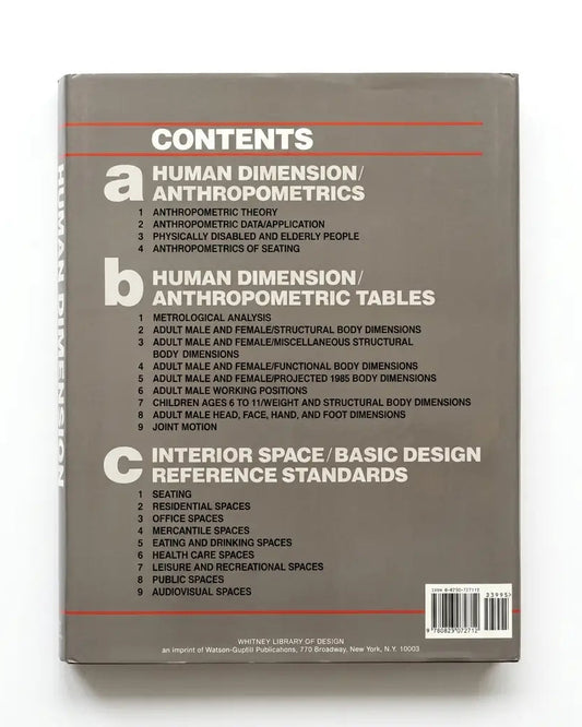 The back cover of a book titled 'Contents' from 'Wiley's Library of Design' by Mottley, showing a structured table of contents on a dark gray background with white text.