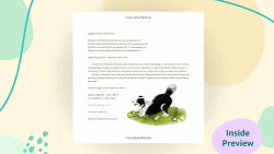 Page from a book with a dog illustration on a light background