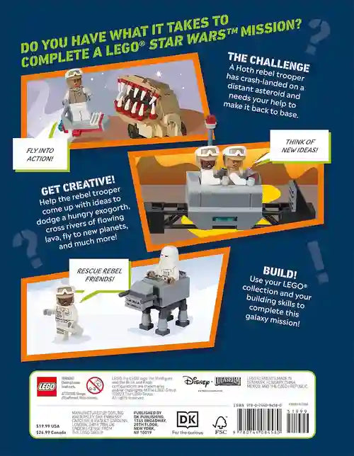 Back of a LEGO Star Wars toy packaging with text and graphics.