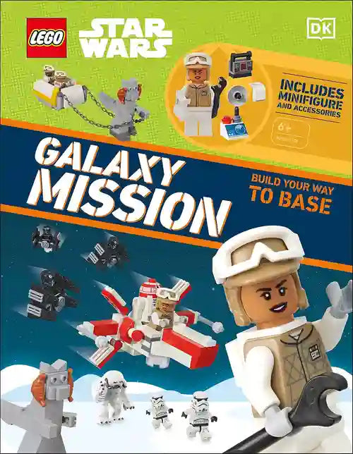 LEGO Star Wars Galaxy Mission book cover with minifigures and accessories.