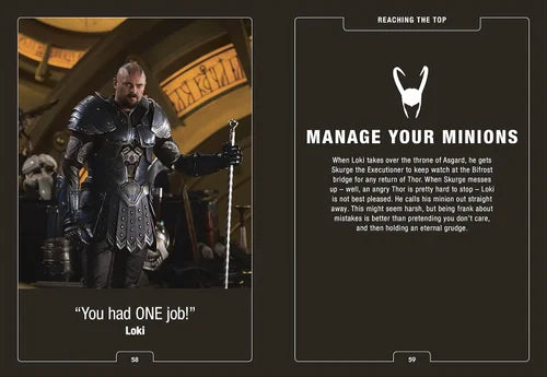 Character in armor with a quote and promotional text on a dark background