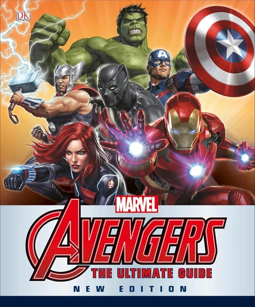 Marvel Avengers book cover featuring Hulk, Captain America, Iron Man, Black Panther, Thor, and Black Widow.
