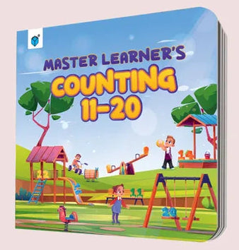 Children's book titled 'Master Learner's Counting 11-20' with a playground illustration on the cover.