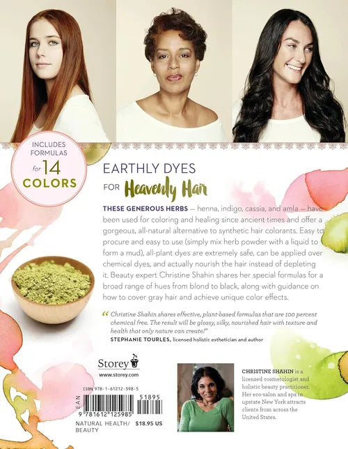 Advertisement for Earthly Dyes for Heavenly Hair with images of women and text about the product.