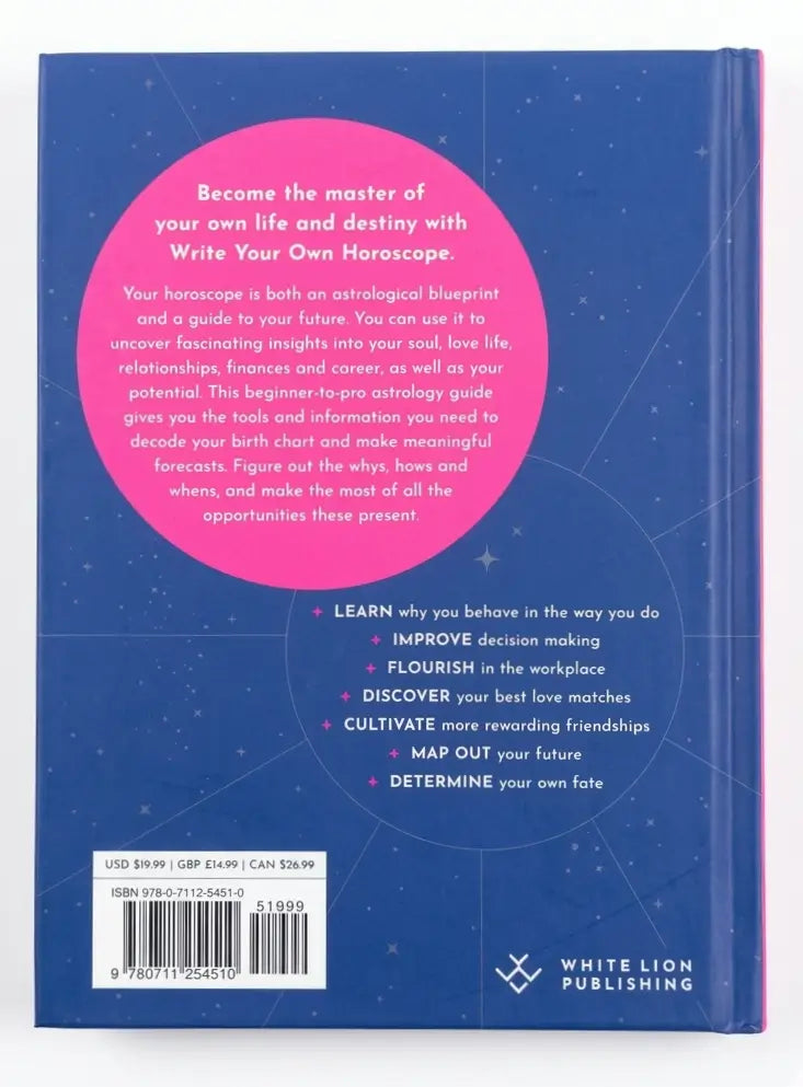 Book cover with a pink circular section and text on a blue background, featuring White Lion Publishing.