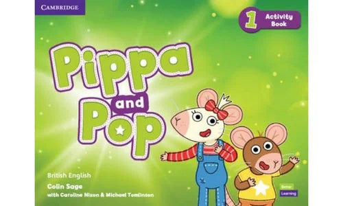 Book cover of 'Pippa and Pop' Activity Book with two cartoon characters on a green background
