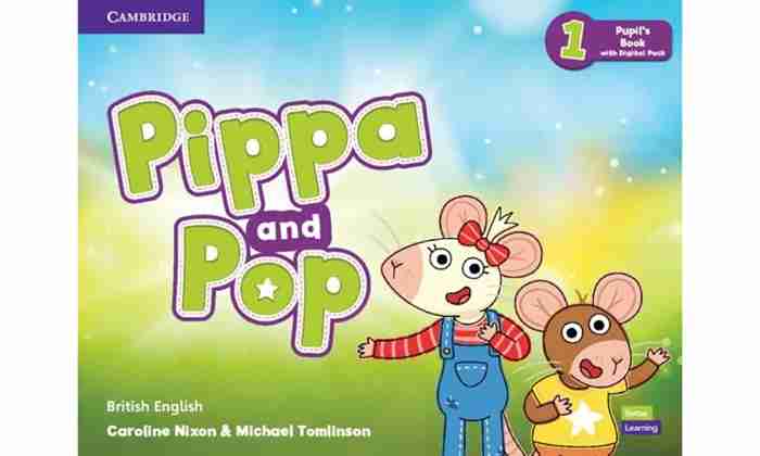 Book cover of 'Pippa and Pop' with two cartoon characters and Cambridge logo.