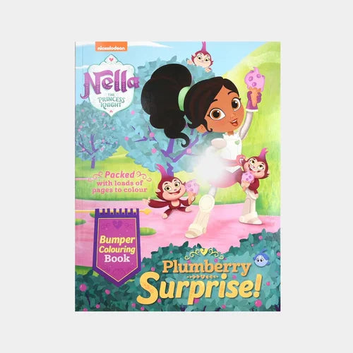 Nella the Princess Knight coloring book with cartoon characters on a white background