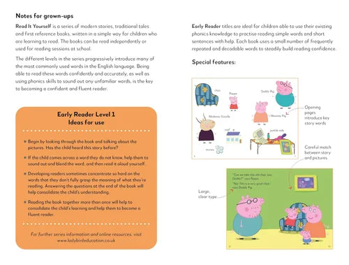 Educational material for early readers with illustrations and text on a white background