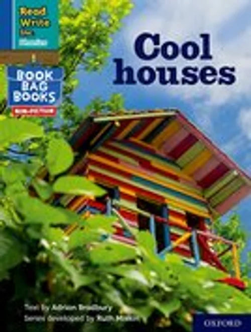 Book cover of 'Cool Houses' with a colorful house and greenery on a blue sky background.