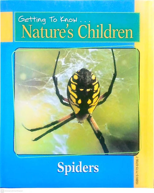 Book cover of 'Getting To Know Nature's Children: Spiders' with a spider on a web.