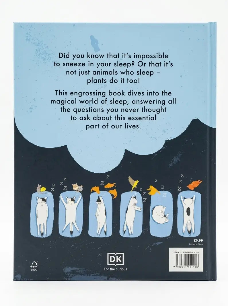 Book cover with text and illustrations of animals sleeping, featuring DK publishing.