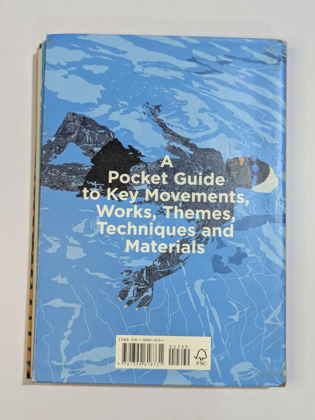 Book titled 'A Pocket Guide to Key Movements, Works, Themes, Techniques and Materials' with a blue cover and abstract design.