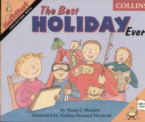 Book cover of 'The Best Holiday Ever' with illustrations of children on a trip.