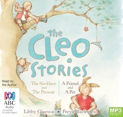 Book cover of 'The Cleo Stories' with a child climbing a tree and another character sitting on a swing.