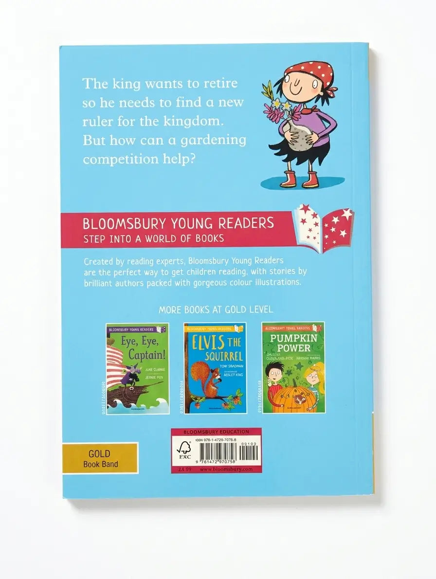 Back cover of a Bloomsbury Young Readers book with text and illustrations.