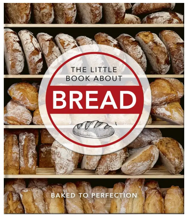 Book cover titled 'The Little Book About Bread' with images of various bread loaves.