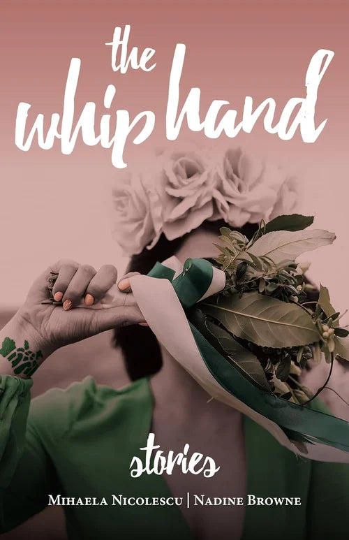 Book cover of 'The Whip Hand' with a person holding flowers and green fabric against a pink background.