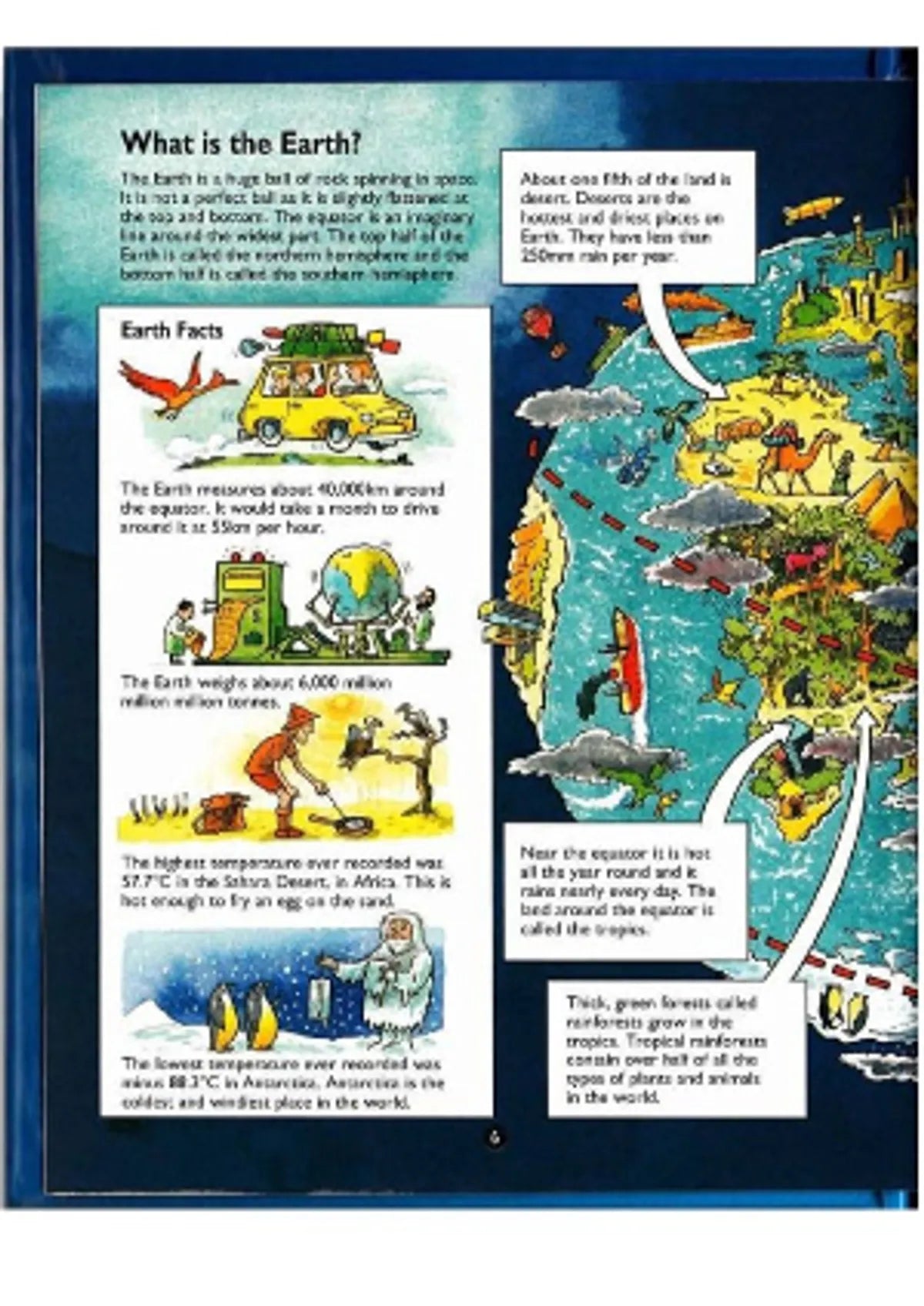 Educational poster about the Earth with text and illustrations.