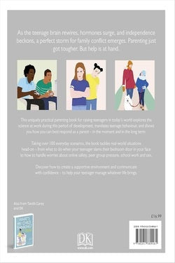 Back cover of a book with text and images of people, including a bar code and DK logo.