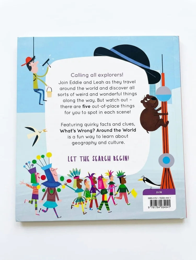 Book cover with illustrations of explorers and a bear, featuring text about geography and culture.