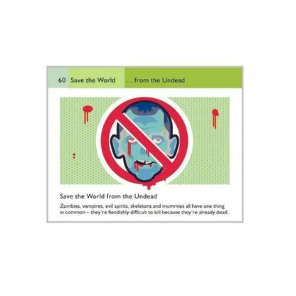 Card with a zombie face in a 'no' symbol on a green background