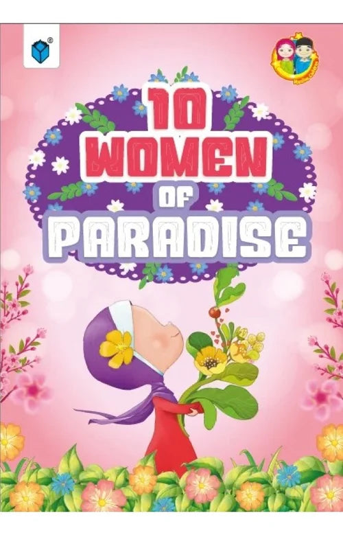 Book cover of '10 Women of Paradise' with a girl holding flowers on a pink background
