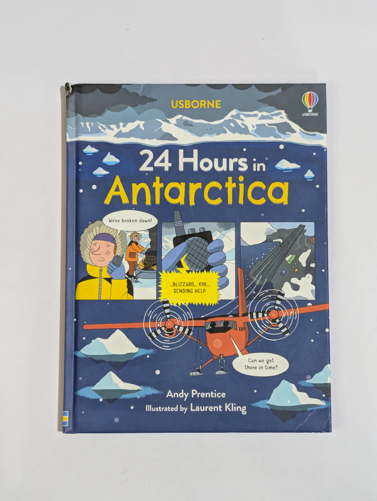 Book titled '24 Hours in Antarctica' by Usborne on a white background