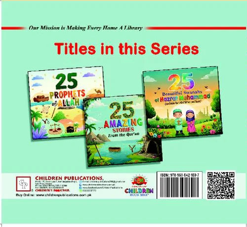 Children's book series promotion with colorful covers on a light green background