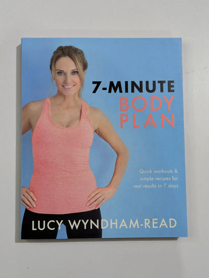 Book cover of '7-Minute Body Plan' by Lucy Wyndham-Read with a woman in a pink tank top on a blue background.