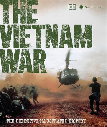 Cover of 'The Vietnam War' book featuring a helicopter and figures in a dusty landscape, indicative of the war setting.