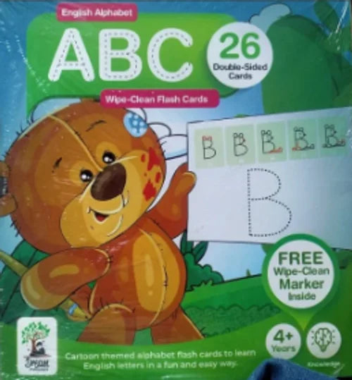 Children's educational flash card set with a cartoon bear character on the cover, featuring English alphabet letters.