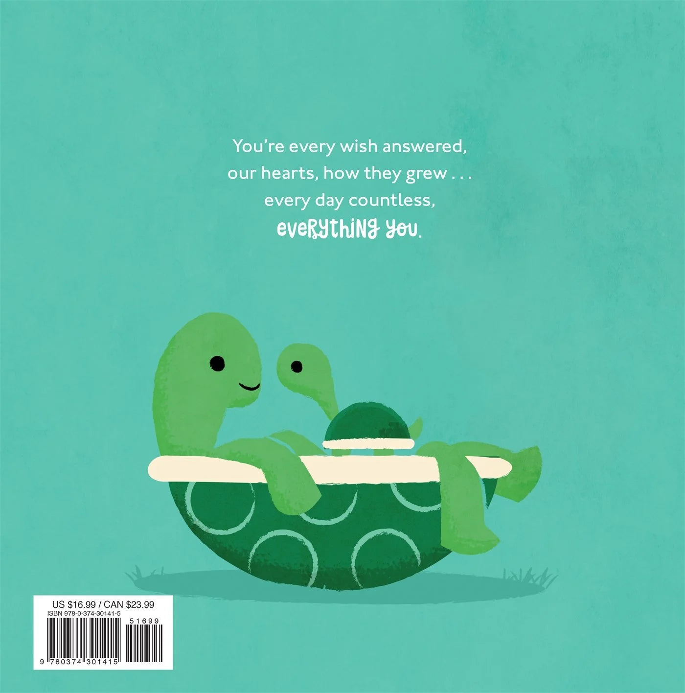 Illustration of two green characters on a teal background with a quote above them.
