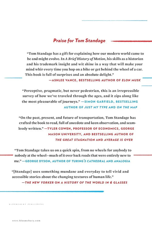 Praise for Tom Standage on a white background with red and blue accents.