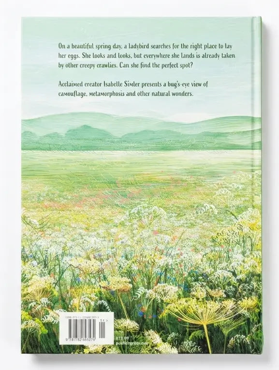 Book cover with a scenic illustration of a field and text on a white background